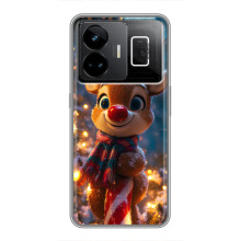 Яркий чехол для Realme GT3 с Зимними Оленятами – Олень в шарфе
