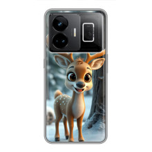 Яркий чехол для Realme GT3 с Зимними Оленятами – Оленёнок в лесу
