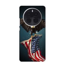 Чехол Флаг USA для Realme GT5 Pro (Орел и флаг)