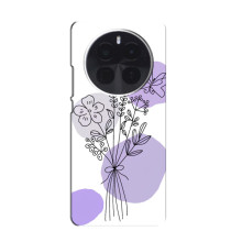 Силиконовый чехол с принтом в цветах на Realme GT5 Pro – Фиолетовый букет