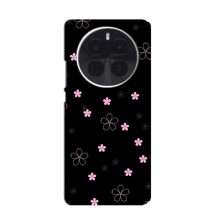 Чохол з розовим принтом для Realme GT5 Pro (Рожеві квіти на чорному)