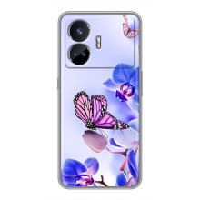 Чехлы с Цветами для Realme GT5 (VPrint) (Бабочка на цветочке)