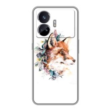 Чехлы с картинкой Лисички для Realme GT5 (VPrint) (Лисичка в цветочках)