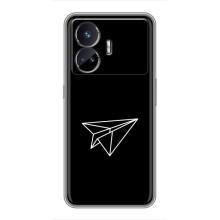 Чехол с картинками на черном фоне для Realme GT5 – Самолетик