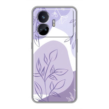 Силиконовый чехол с принтом в цветах на Realme GT5 – Фиолетовый дизайн