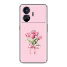 Чехол с розовым рисунком для Realme GT5 (Букет цветов)
