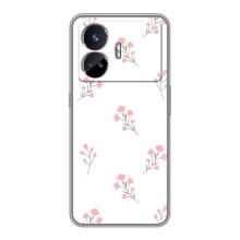 Чехол с розовым рисунком для Realme GT5 (Розовые цветы)