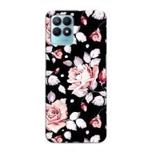 Чохли з квітами для Realme NARZO 50 (VPrint) (Квіти на чорному)