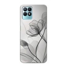 Чохол з квітковим принтом на RealMe NARZO 50 (Чорні квіти)