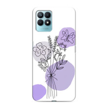 Силконовий чохол з принтом в квітах на Realme NARZO 50 – Фіолетовий букет