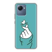 Чехлы (Знак сердечка) на Realme NARZO 50i Prime – Сердечко на бирюзовом