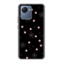 Чехол с розовым рисунком для Realme NARZO 50i Prime – Розовые цветы на черном