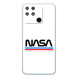 Силиконовый бампер с принтом "Наса" на Realme NARZO 80 Lite 4G – NASA на белом фоне