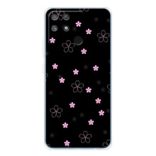 Чохол з розовим принтом для Realme NARZO 80 Lite 4G – Рожеві квіти на чорному