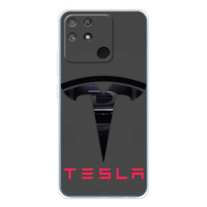 Силиконовый бампер с картинкой машины на Realme NARZO 80 Lite 4G – Logo TESLA