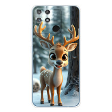 Яркий чехол для Realme NARZO 80 Lite 4G с Зимними Оленятами – Оленёнок в лесу