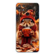 Печатный чехол «Зверята с кофе» для Realme NARZO 80 Lite 4G – Белка с кофе