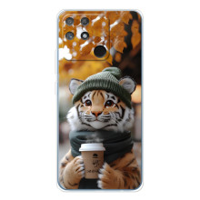 Печатный чехол «Зверята с кофе» для Realme NARZO 80 Lite 4G – Тигр с кофе