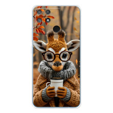 Печатный чехол «Зверята с кофе» для Realme NARZO 80 Lite 4G – Жираф с кофе
