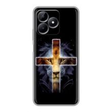 Чехлы для Реалми Ноут 50 (Крест Иисуса) – Иисус Лев