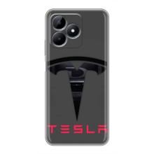 Силиконовый бампер с картинкой машины на Realme Note 50 – Logo TESLA