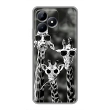 Силиконовый чехол с КАРТИНКАМИ лето для Realme Note 50 (AlphaPrint) (Жирафы в очках)