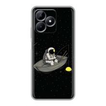 Силиконовый Чехол с принтом "Космонавты" на Realme Note 50 – Космонавт на рыбалке