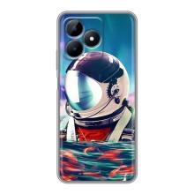 Силиконовый Чехол с принтом "Космонавты" на Realme Note 50 – Космонавт в воде