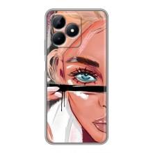Силиконовый Чехол на Realme Note 50 с картинкой Стильных Девушек – Девушка и ресницы