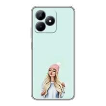 Силиконовый Чехол на Realme Note 50 с картинкой Стильных Девушек – В шапке