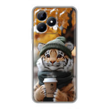 Печатный чехол «Зверята с кофе» для Realme Note 50 – Тигр с кофе
