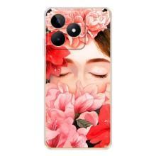 Чехлы (ART) Цветы на Realme Note 60 (VPrint) (Глаза в цветах)