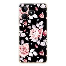 Чехлы с Цветами для Realme Note 60 (VPrint) (Цветочки на черном)
