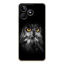 Чехлы с принтом СОВЫ для Realme Note 60 – Сова на чёрном