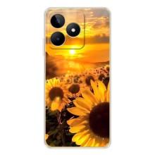 Чехол с Цветами для Realme Note 60 (поле подсолнухов)