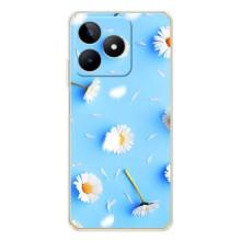 Чехол с Цветами для Realme Note 60 (ромашки на голубом)