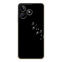 Чехол с картинками на черном фоне для Realme Note 60 – Ноты