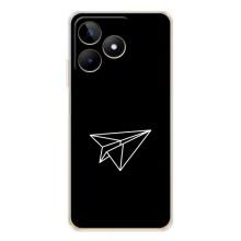 Чехол с картинками на черном фоне для Realme Note 60 – Самолетик