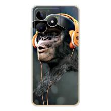 Чехол с Обезьянами Realme Note 60 - (AlphaPrint) (В наушниках)