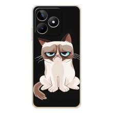 Чехол с принтом для Realme Note 60 (AlphaPrint) Модные коты (Грустный кот)