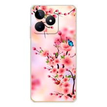 Чехол с принтом САКУРЫ на Realme Note 60 (Бабочки на сакуре)