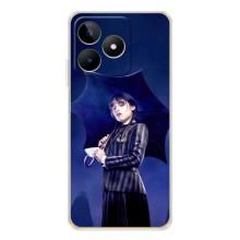 Чехлы Венсдей на Realme Note 60 Уэнсдей (AlphaPrint) (Уэнздей с зонтом)