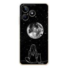 Чохол з малюнком кіт на Realme Note 60 (Дівчина з котом)