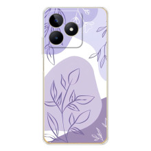Силиконовый чехол с принтом в цветах на Realme Note 60 – Фиолетовый дизайн