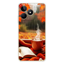 Чехол с уникальным дизайном «Осень с кофе» для Realme Note 60 – Кофе и дождь