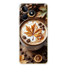 Чехол с уникальным дизайном «Осень с кофе» для Realme Note 60 – Пряный кофе