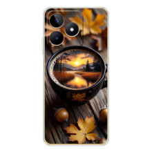 Чехол с уникальным дизайном «Осень с кофе» для Realme Note 60 – Тёмный кофе