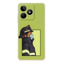 Силиконовый бампер (Работники) на Realme Note 60 – Пожарник