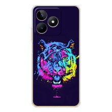 Силиконовый бампер с картинкой животных для Realme Note 60 – Тигр-Арт