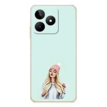 Силиконовый Чехол на Realme Note 60 с картинкой Стильных Девушек – В шапке